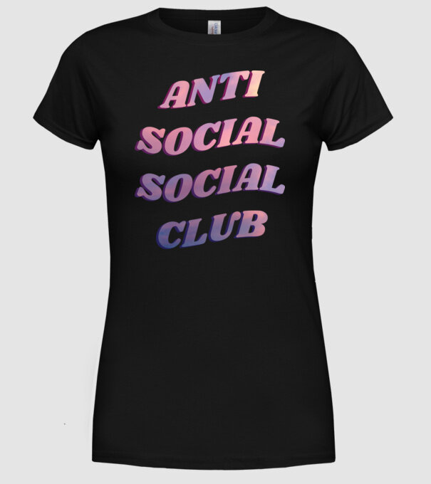 Anti social social club pink model negru pe tricou