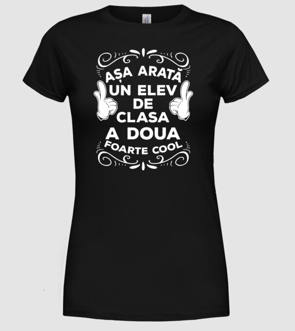 Așa arată un elev de clasa a doua foarte cool model negru pe tricou