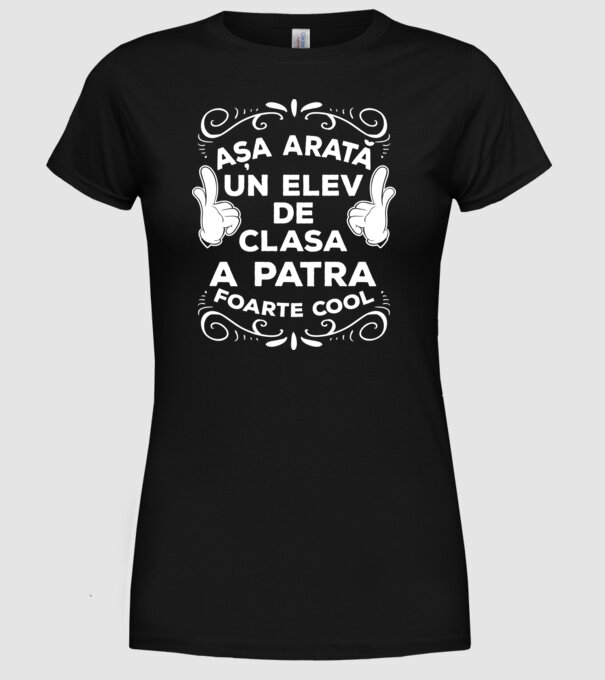 Așa arată un elev de clasa a patra foarte cool model negru pe tricou