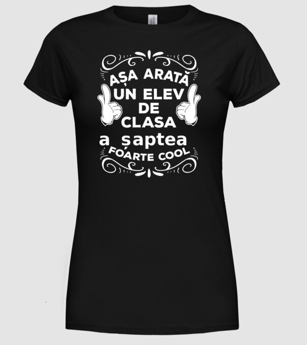 Așa arată un elev de clasa a șaptea foarte cool model negru pe tricou