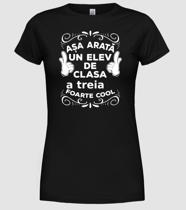 Așa arată un elev de clasa a treia foarte cool model negru pe tricou