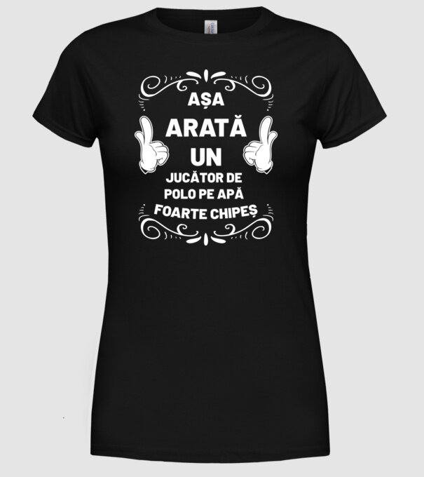 Așa arată un jucător de polo pe apă foarte chipeș model negru pe tricou