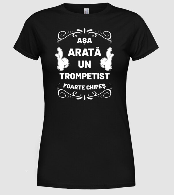 așa arată un trompetist foarte chipeș model negru pe tricou