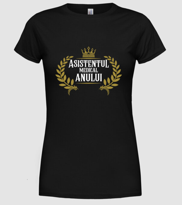 Asistentul medical al anului model negru pe tricou