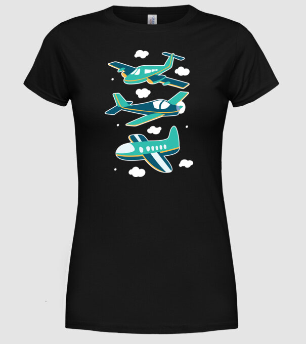 Avioane model negru pe tricou