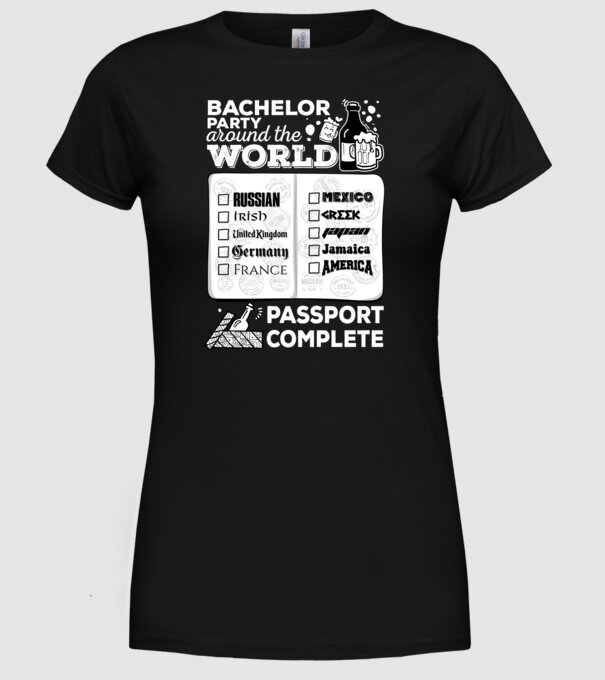 Bachelor Party World tour model negru pe tricou