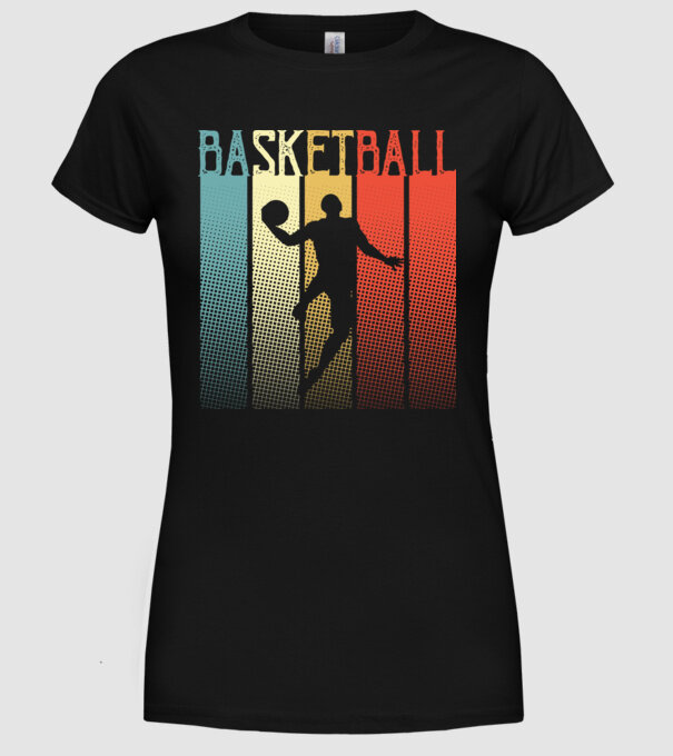 basketball vintage model negru pe tricou