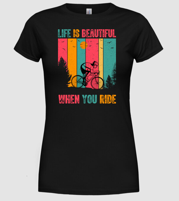 Beautiful ride model negru pe tricou
