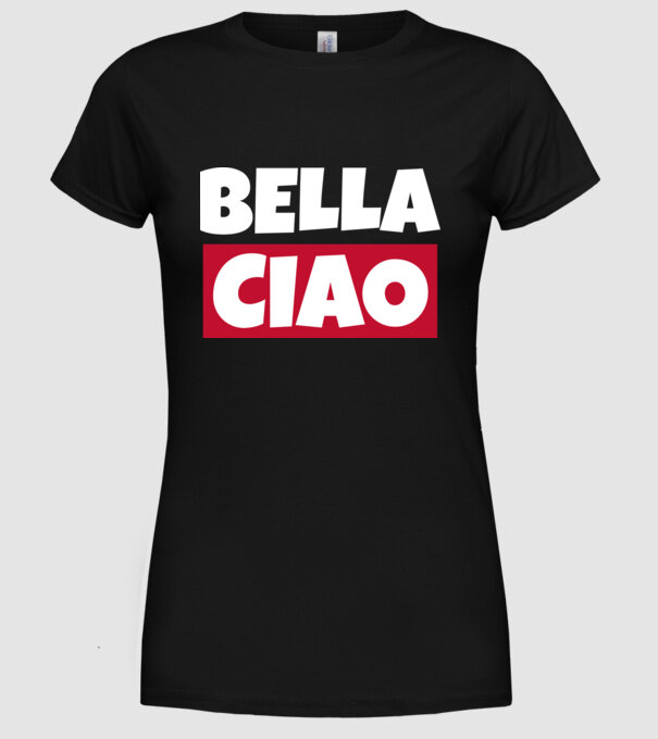 bella ciao logo model negru pe tricou