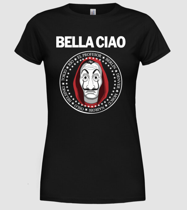 bella ciao stroke white model negru pe tricou