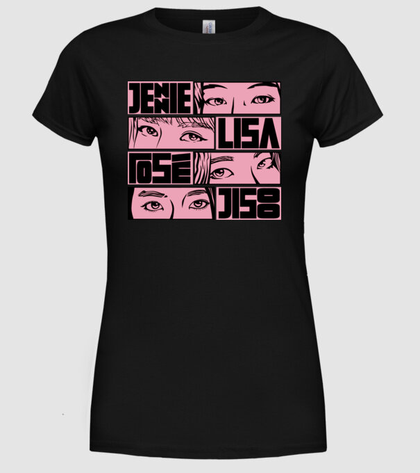 BlackPink manga model negru pe tricou