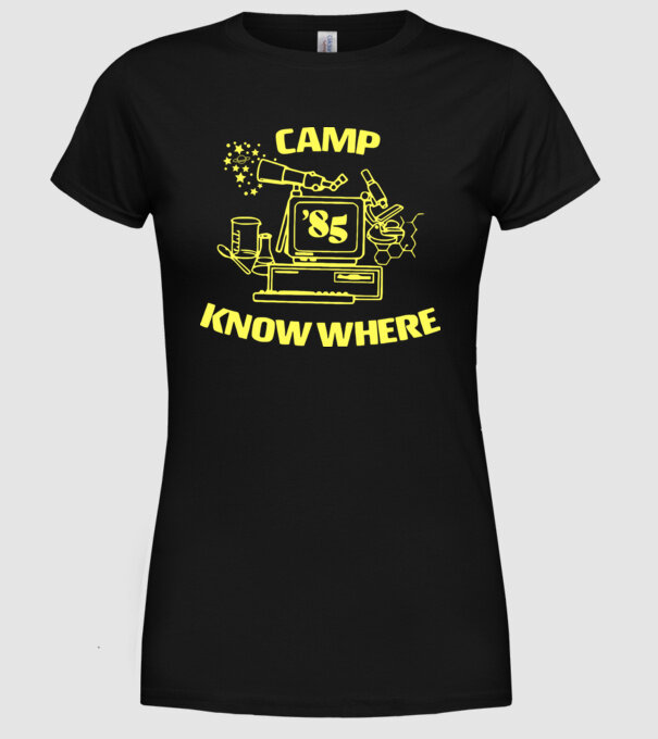 camp nowhere 85 stranger things model negru pe tricou
