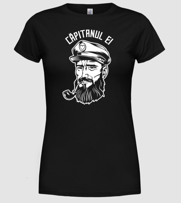 Căpitanul ei model negru pe tricou