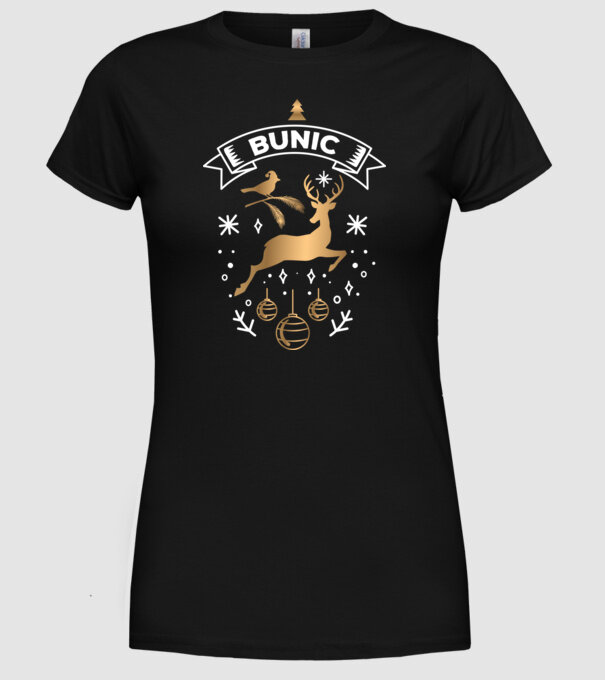 bunic christmas model negru pe tricou