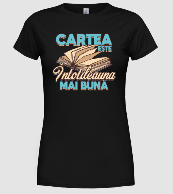 Cartea este ÎNTOTDEAUNA mai bună D7556260-01 model negru pe tricou