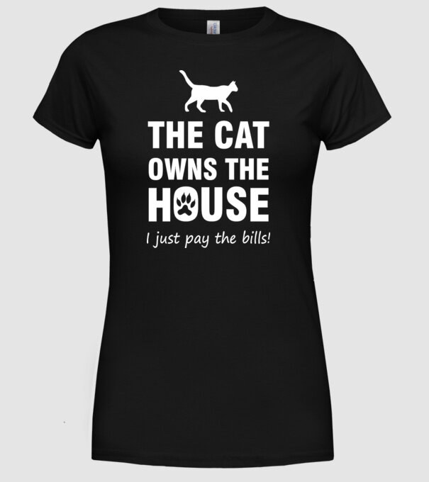 cat own model negru pe tricou