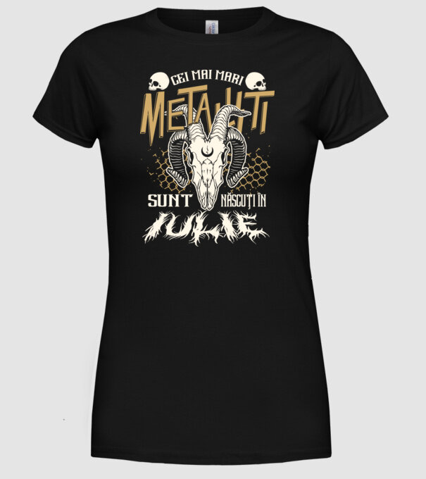 Cei mai mari metaliști sunt născuți în iulie. model negru pe tricou