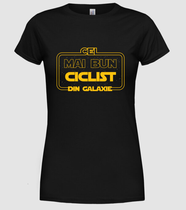 Cel mai bun ciclist din galaxie model negru pe tricou