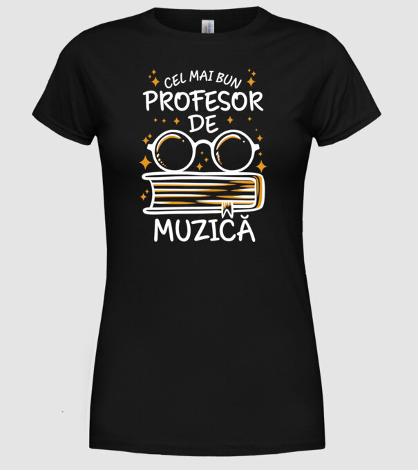 Cel mai bun profesor muzică model negru pe tricou