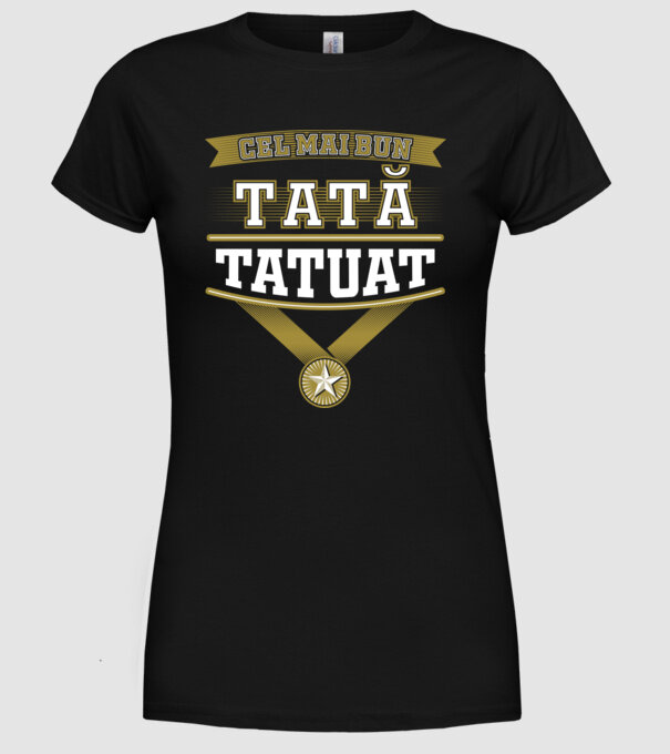 Cel mai bun tată tatuat model negru pe tricou