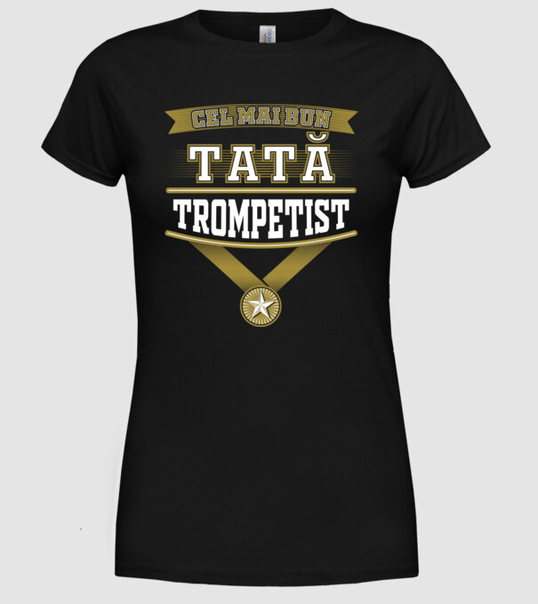 Cel mai bun tată trompetist model negru pe tricou