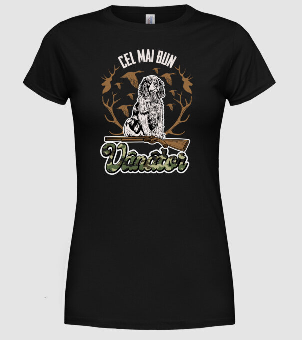 Cel mai bun vânător model negru pe tricou