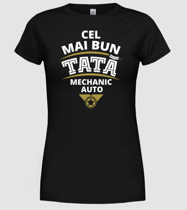 Cel mai bun tată mecanic auto model negru pe tricou
