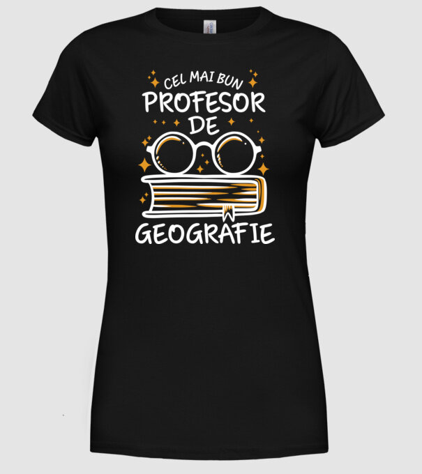 Cel mai profesor geografie model negru pe tricou