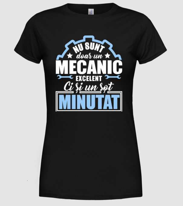 Nu sunt doar un mecanic excelent, ci și un soț minunat! model negru pe tricou