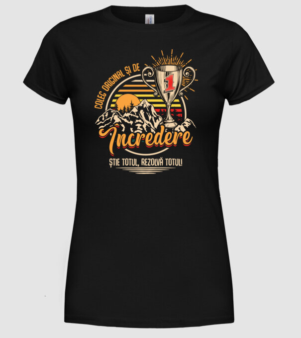 coleg original și de încredere model negru pe tricou