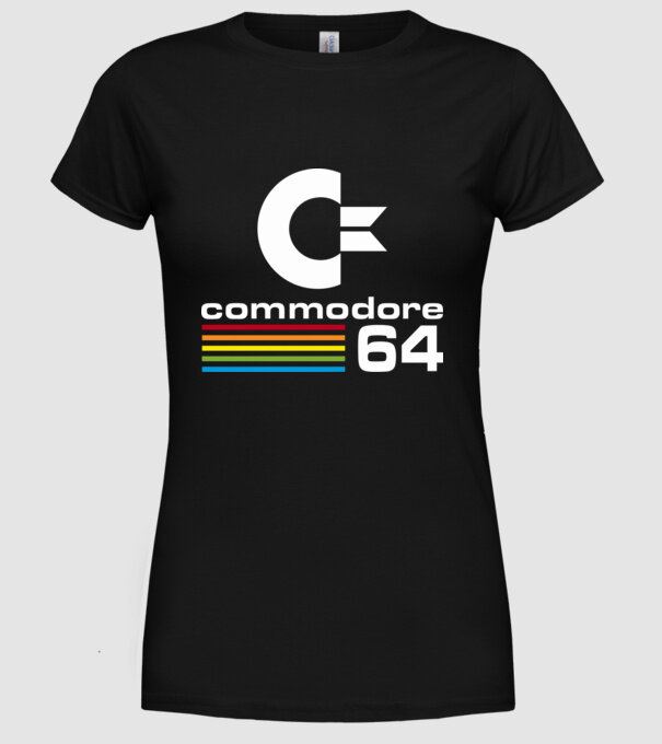 Commodore 64 logo on black model negru pe tricou