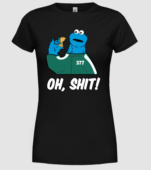 cookie monster squid game parody model negru pe tricou