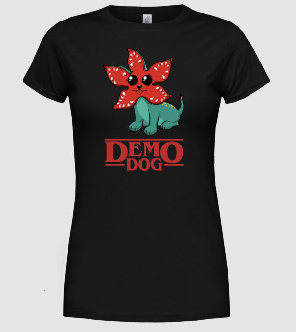 cute demodog model negru pe tricou