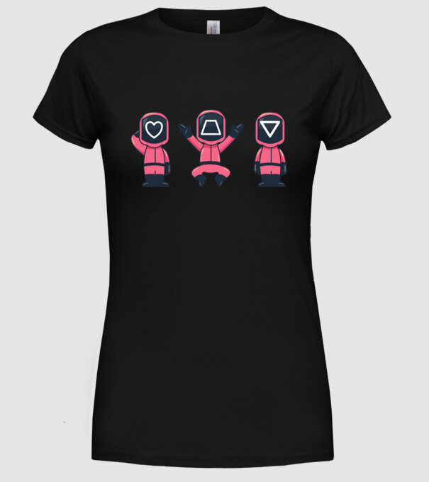 cute squid game toys model negru pe tricou