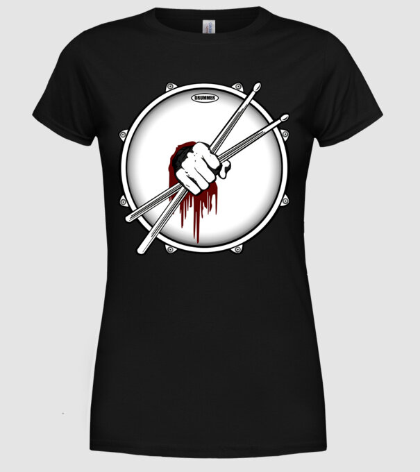 dedicated drummer model negru pe tricou
