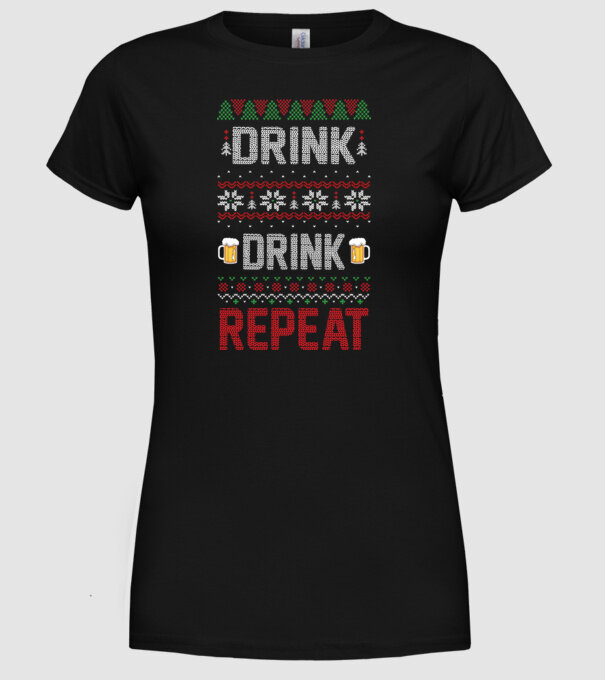Drink drink repeat model negru pe tricou