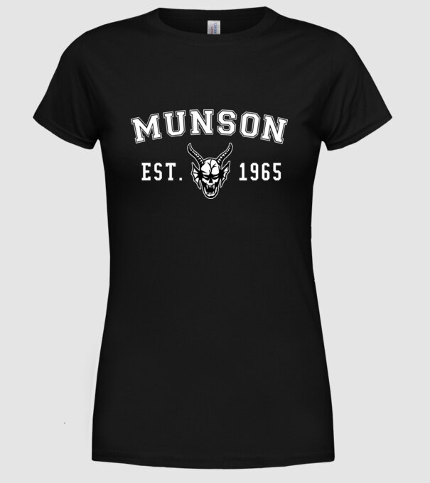 eddi munson est 1965 model negru pe tricou