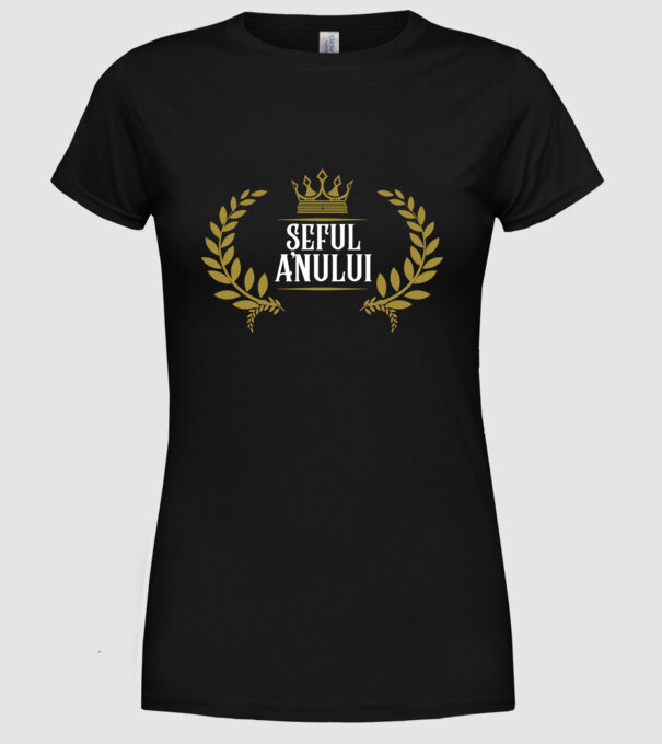 Șeful anului model negru pe tricou