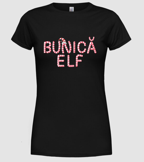 bunică elf model negru pe tricou