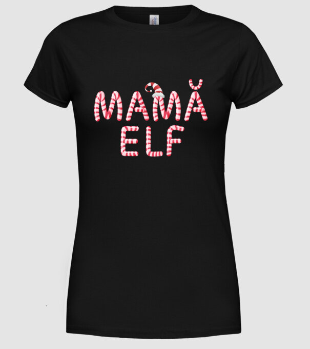 mamă elf model negru pe tricou