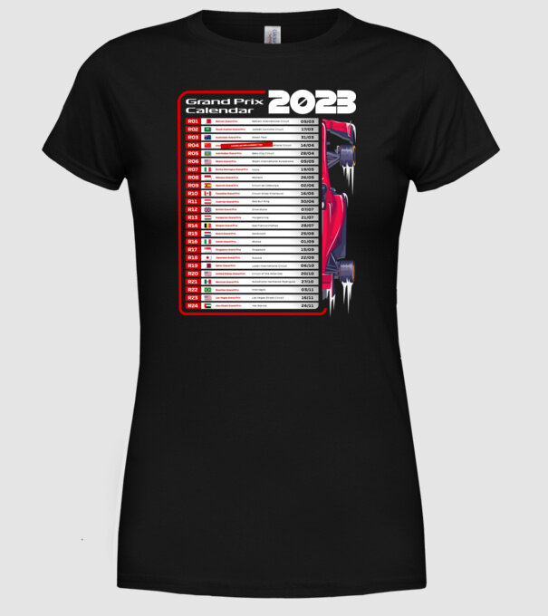 F1 Calendar TBA model negru pe tricou