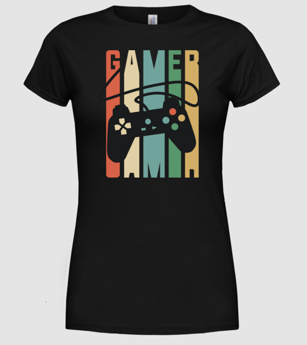 Gamer Controller model negru pe tricou