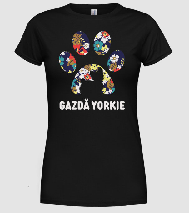 Gazdă Yorkie model negru pe tricou