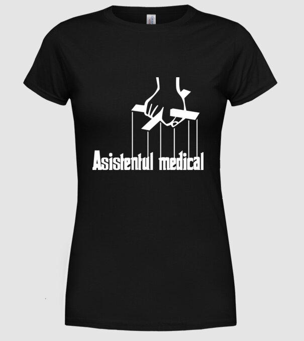 Asistentul medical / Asistenta medicală model negru pe tricou