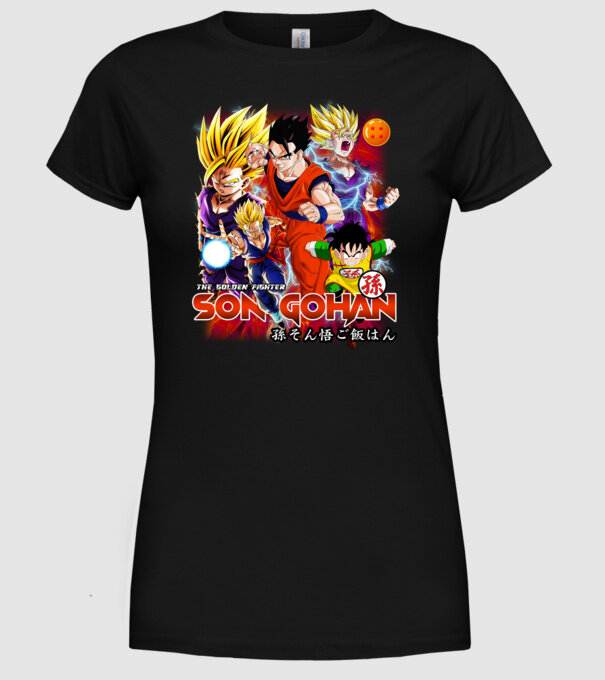 gohan dragonball model negru pe tricou