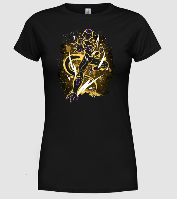 golden freeza dragonball model negru pe tricou