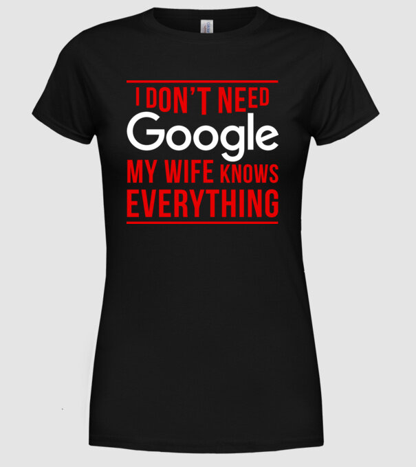 Google wife model negru pe tricou