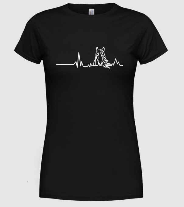 heartbeat cu cal model negru pe tricou