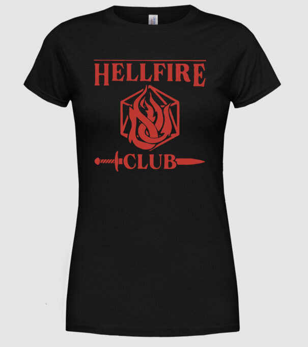 hellfire club 85 model negru pe tricou