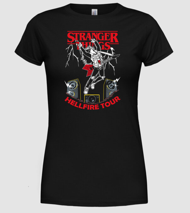 HELLFIRE TOUR model negru pe tricou